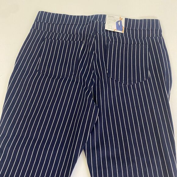 Women’s Striped Denim Skinny Fitted Stretch Capri Pants Size XL Navy New - Picture 14 of 16
